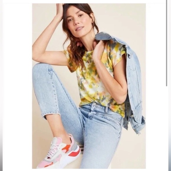 Agolde Tops - AGOLDE Linda Tie Dye Boxy Tee yellow black white crop relaxed comfortable bright